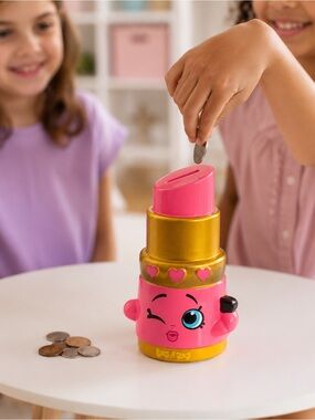 Shopkins Lippy Lips Ceramic Coin Bank Pink Lipstick Moose 2013